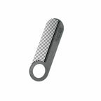Stainless steel beard comb with fine teeth and finger loop for grooming