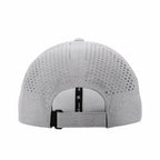 Grey perforated baseball cap with adjustable strap back view