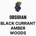 Black currant illustration with Obsidian Amber Woods scent notes