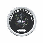 Obsidian Beard Balm in silver tin with skull logo, 2 oz
