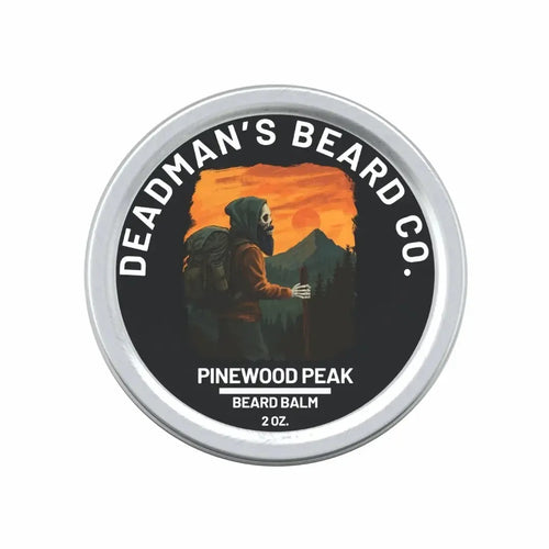 Pinewood Peak beard balm in metal tin, natural grooming for beards