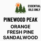 Pinewood Peak beard oil scent: orange, fresh pine, sandalwood, essential oils only