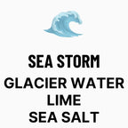 Sea Storm scent: glacier water, lime, sea salt with wave graphic