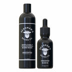 Unscented beard wash and beard oil set for daily care