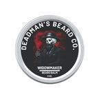 Widowmaker beard balm in silver tin with skull logo, 2 oz