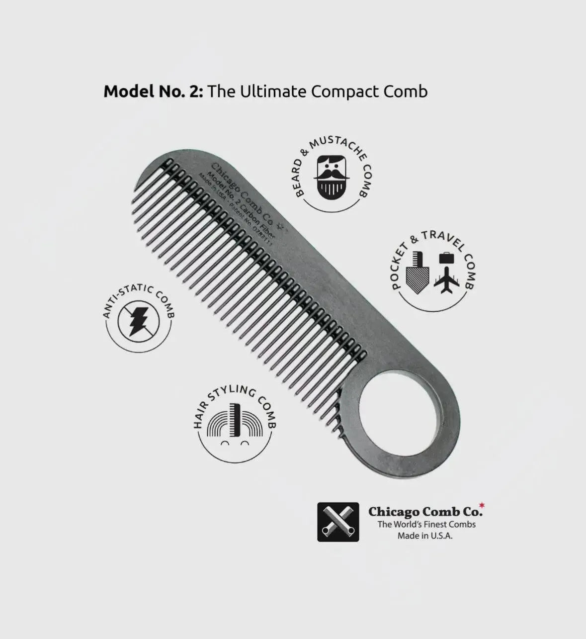 Chicago Combs - CARBON FIBER MODEL NO. 2 - Deadman's Beard Co.