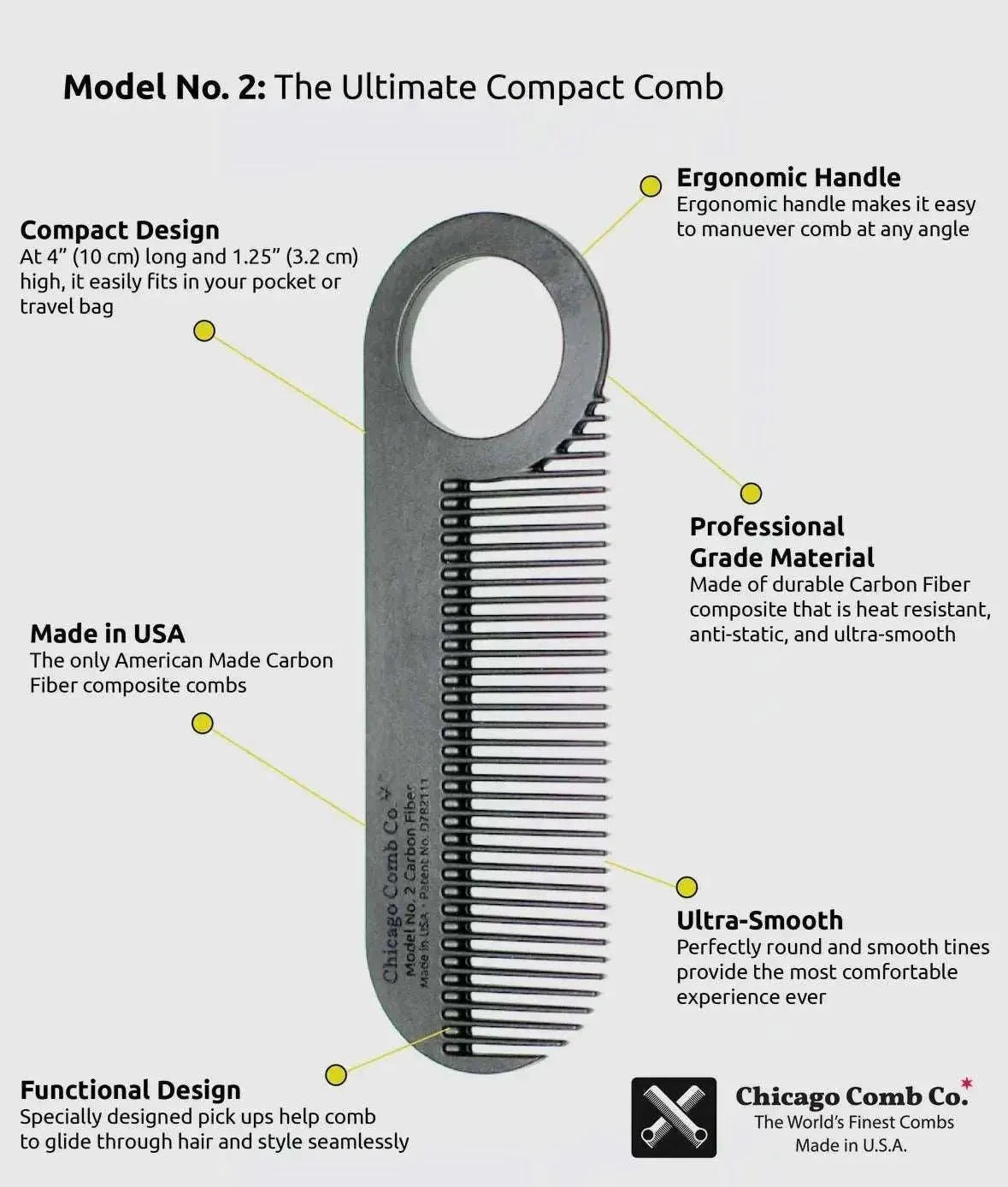 Chicago Combs - CARBON FIBER MODEL NO. 2 - Deadman's Beard Co.