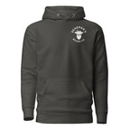 Dark gray hoodie with Deadman's Beard Co. skull logo, front view