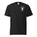 Black t-shirt with Deadman's Beard Co. skull logo, beard care brand apparel