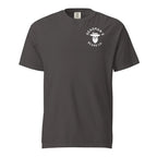 Dark gray t-shirt with Deadman's Beard Co. logo featuring bearded skull in hat